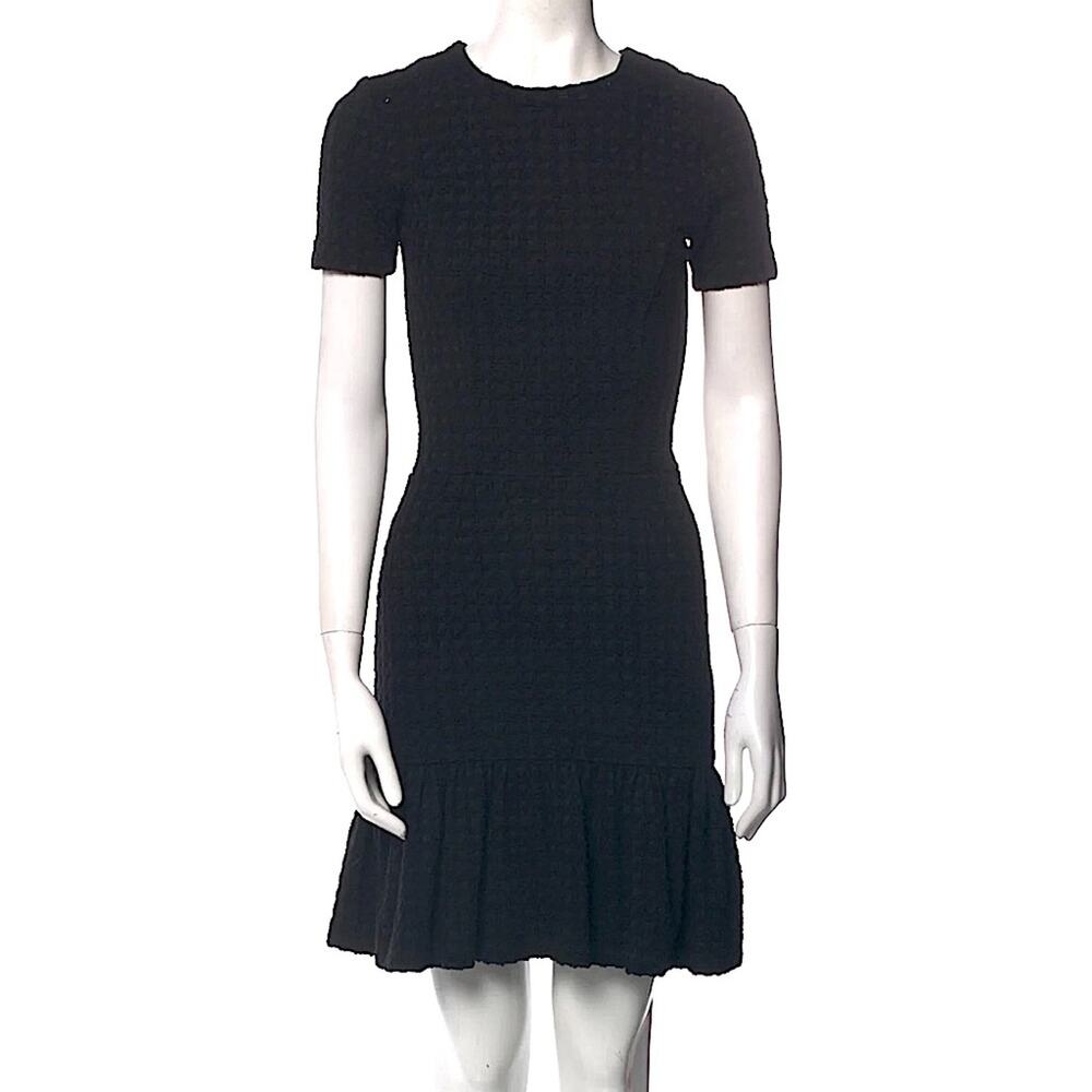 Opening Ceremony Black Smocked Mini Dress Ruffle Hem Designer Coquette Size 0